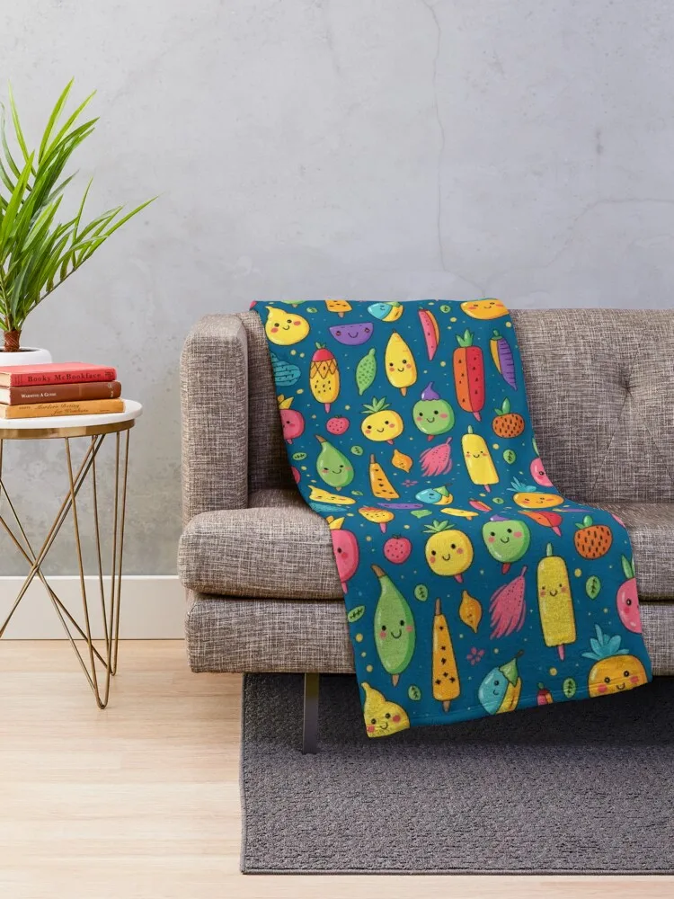 Crayon Drawn Fruit Design Throw Blanket cosplay anime Blankets Sofas Of Decoration Blankets