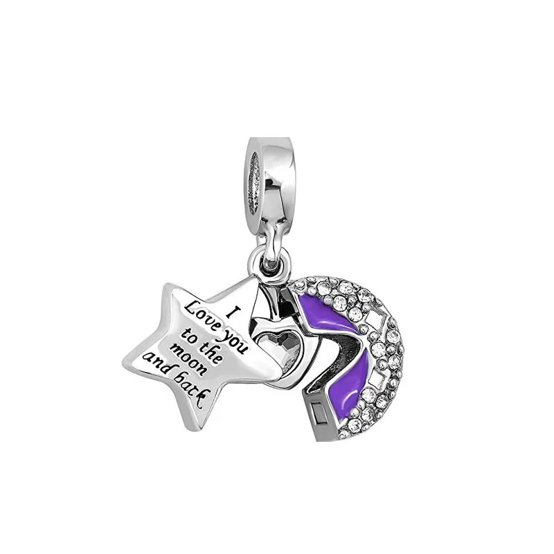 Original 925 Sterling Silver Love Heart Family Pendant Charm Star Cake Wine Bottle Bead Fit Bracelet Women DIY Jewelry Gift - view 2