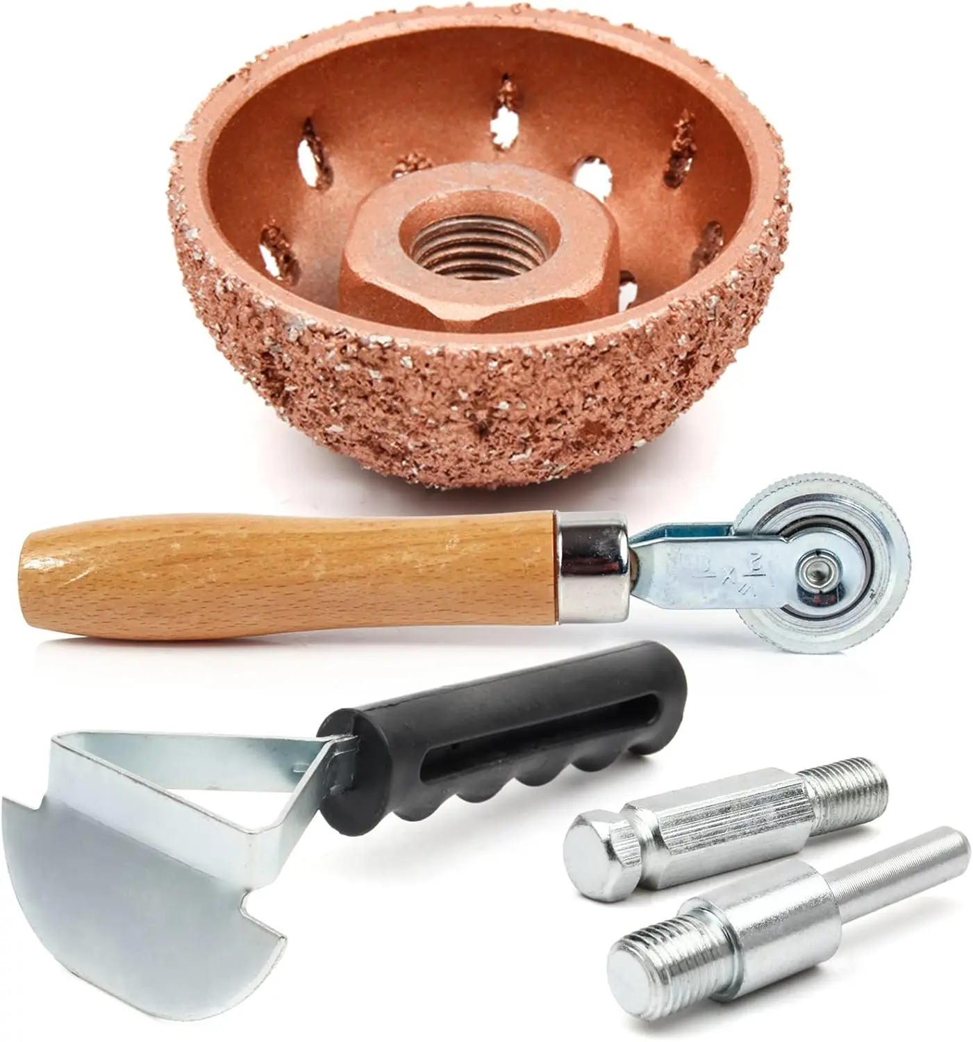 

Tire Repair Kit with 42mm Buffing Wheel, Patch Roller & Scraping Cutter for Easy Fixes