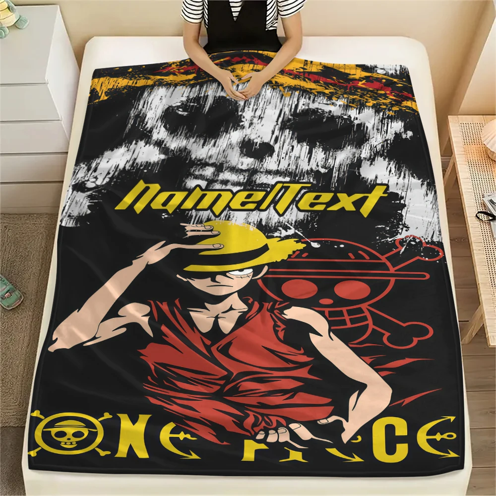 Luffy D Flannel Blanket Name Customization Soft Throw for Bedrooms Sofas Beds Chairs -HYQ11