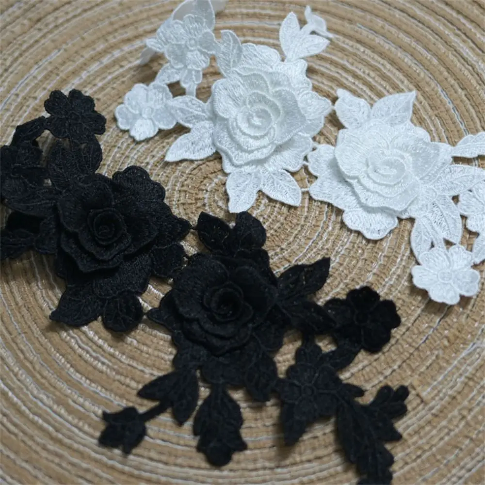 Lace Fabric Flower Applique Clothes Accessory DIY Crafts Rose Cloth Patch Handmade Cloth Applique Women