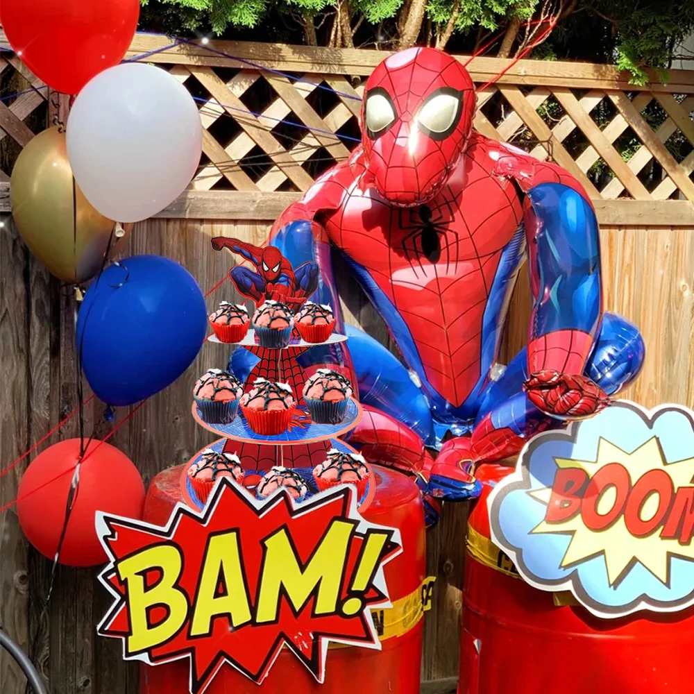 ﻿ Superhero Spiderman Cake Rack 3D Balloon Theme Party Children's Decoration for Boys and Girls Birthday Party Gift Toys