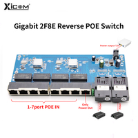 100/1000M Reverse POE Fiber Ethernet Switch 20km 2F8E Gigabit PCBA placa metro Optic Media Converter Board Output12V 1310/1550nm