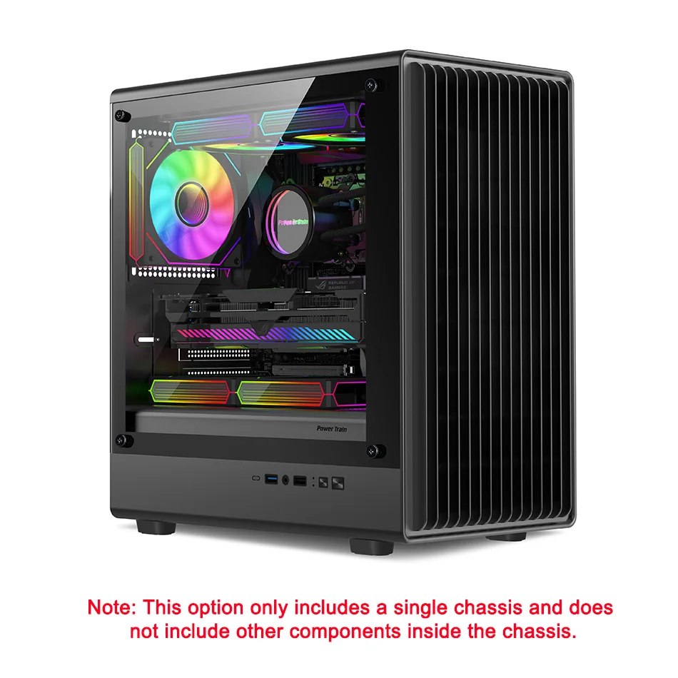 Power Train V1 MATX ITX Chassis Desktop Computer Side Transparent Glass Vertical Host Support 240/280 Water Cooling PC Case