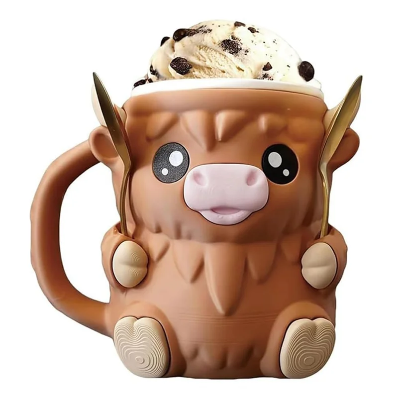 

A92P Leakproof Ice Cream Pint Sleeves With Scoop And Handle, Cute Animal Cooler Container For Popsicle, Cozy Beer Cancup