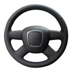 Car Steering Wheel Cover DIY Black Hand-stitched Artificial Leather For Audi A6 (C6) A3 (8P) Sportback A4 (B8) A4 (B7)