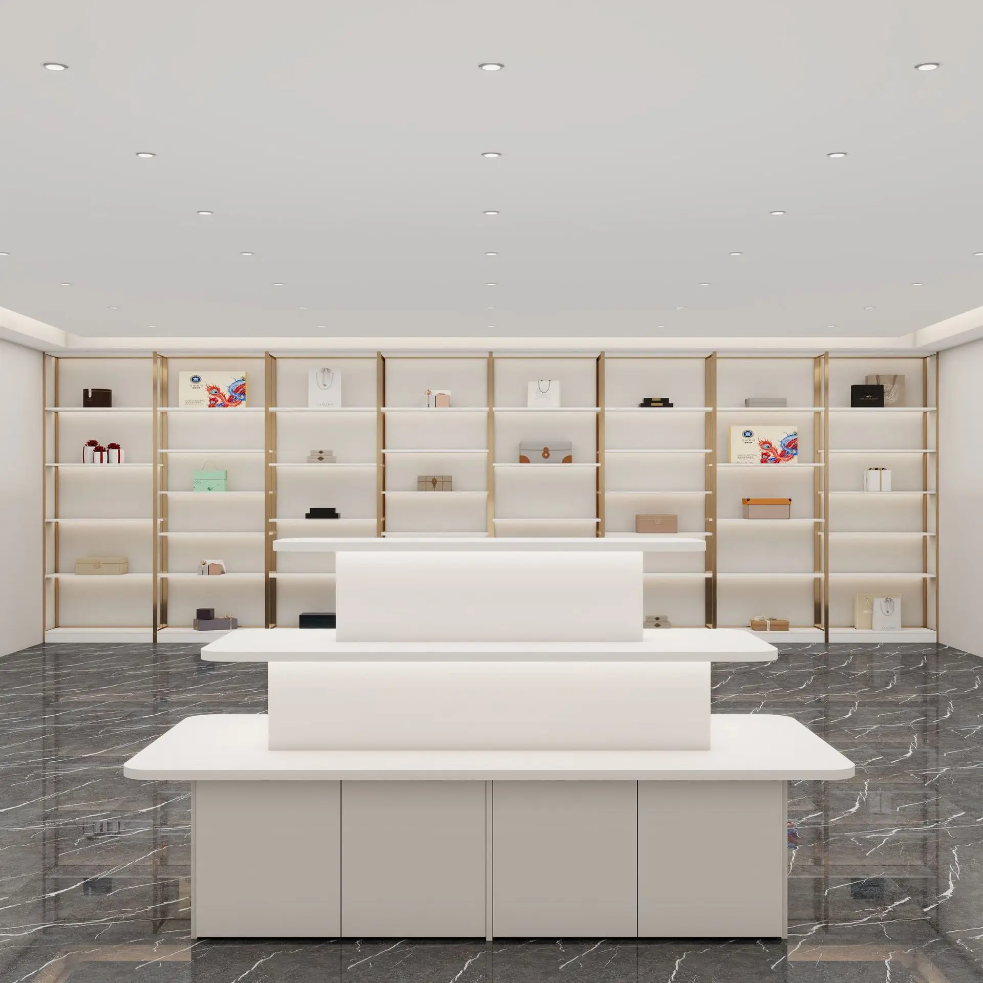 Circular island display stand with storage cabinet door, shoes, clothing, gifts, beauty, suitable for multiple scenes, new islan