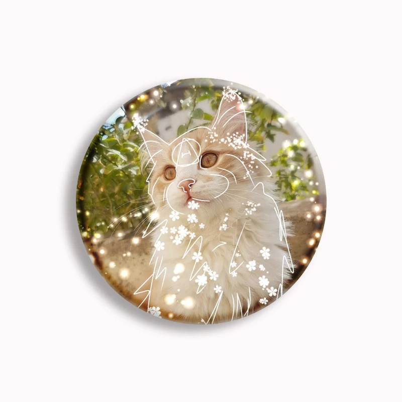 Cartoon Cat Therian Symbol Button Pin Cute Wolf Fox Theta-Delta Sign Aesthetic Brooch Badge Bag Decorate Jewelry Friends Gift