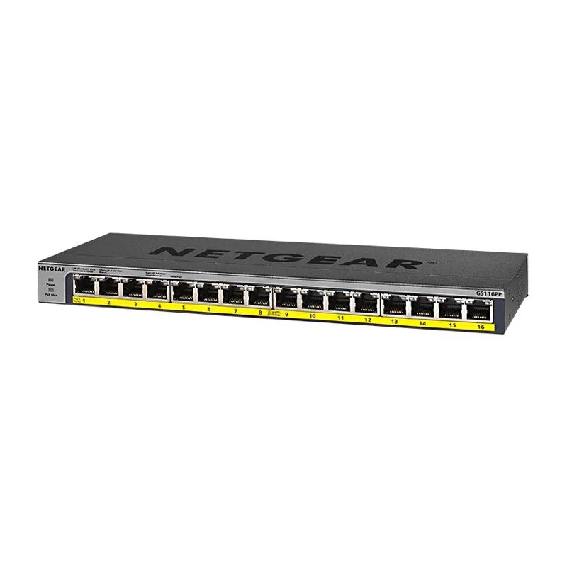 

16-портовый POE Gigabit Ethernet NETGEAR GS116PP, мощный неуправляемый Переключатель PoE + с FlexPoE 183 Вт