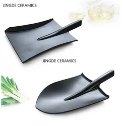 Black Creative Melamine Plate Shovel model Barbecue plates Restaurant barbecue salad dinner plates Household plastic tableware