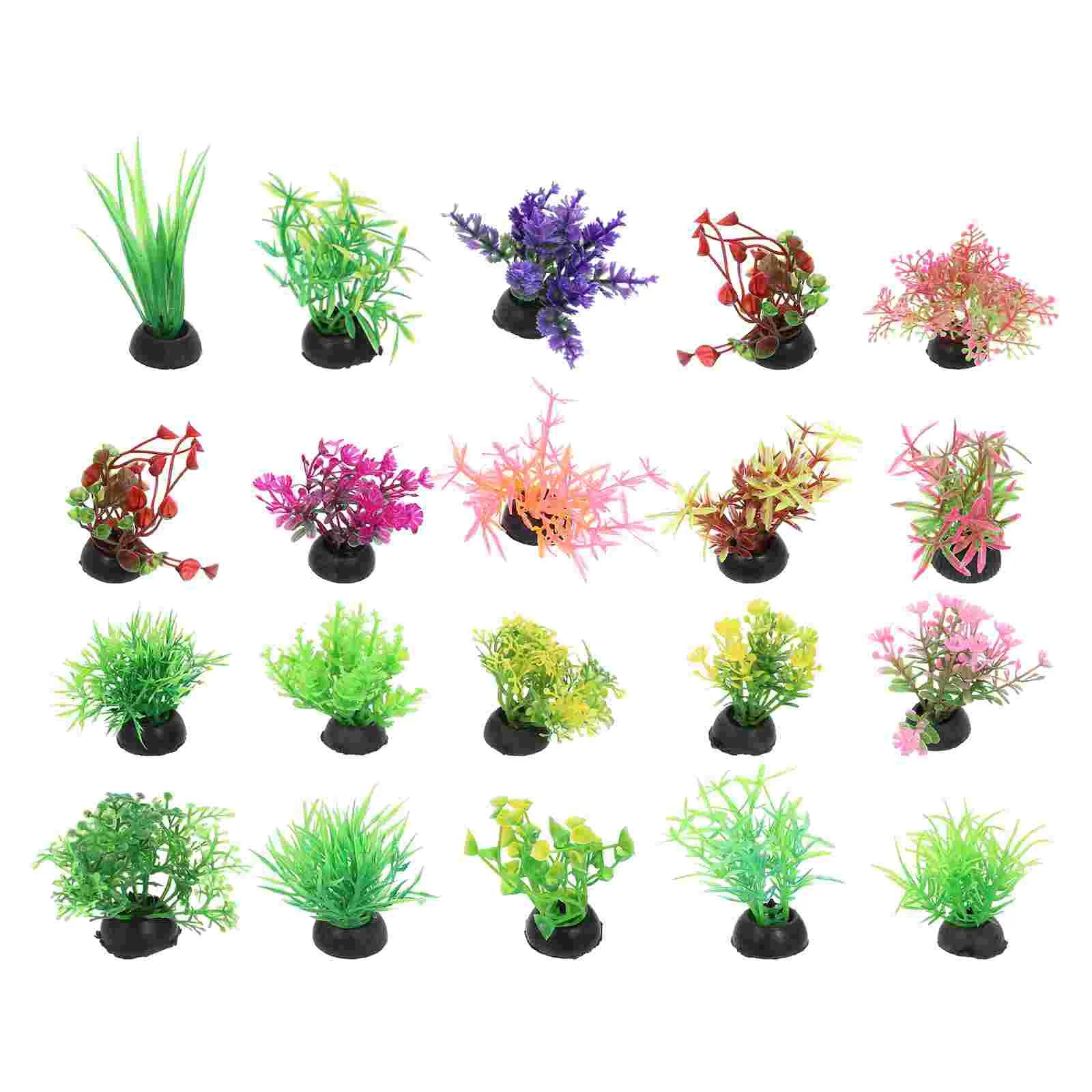 

20 Pcs Fish Tank Landscaping Water Plants Small Artificial Decor Grass Aquarium Adornment Plastic