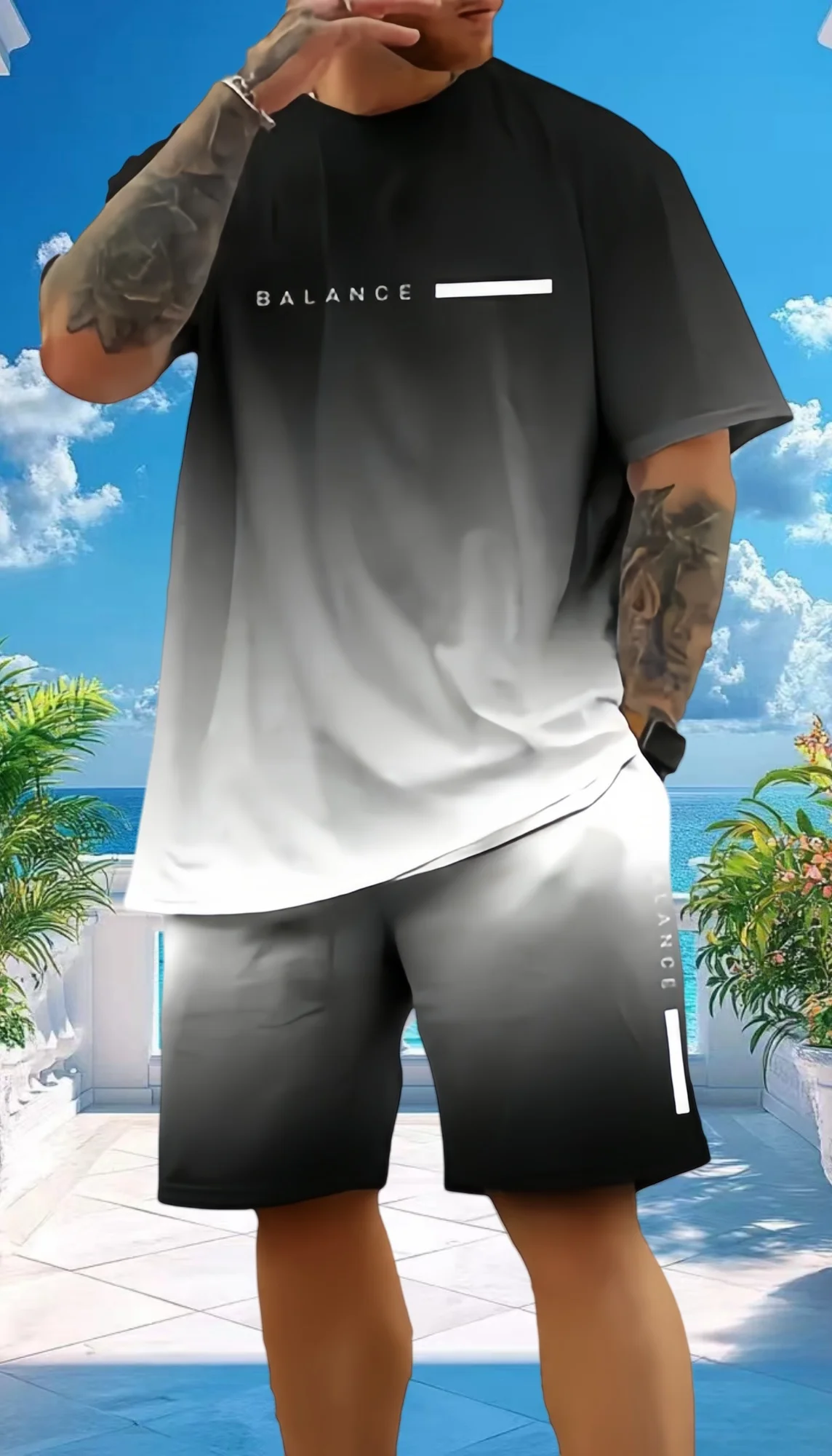 

Summer Casual Set for men Suit Men's Thin Quick Drying Round Neck Short Sleeved T-shirt Youth Home Wear Sports Two-piece Set