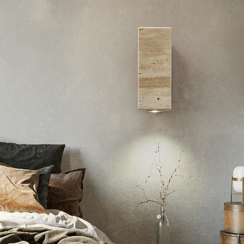 Wabi sabi-Lámpara de pared de estilo japonés, marrón para sala de estar candelabro de mármol, dormitorio, luz de cabecera, decoración de pasillo