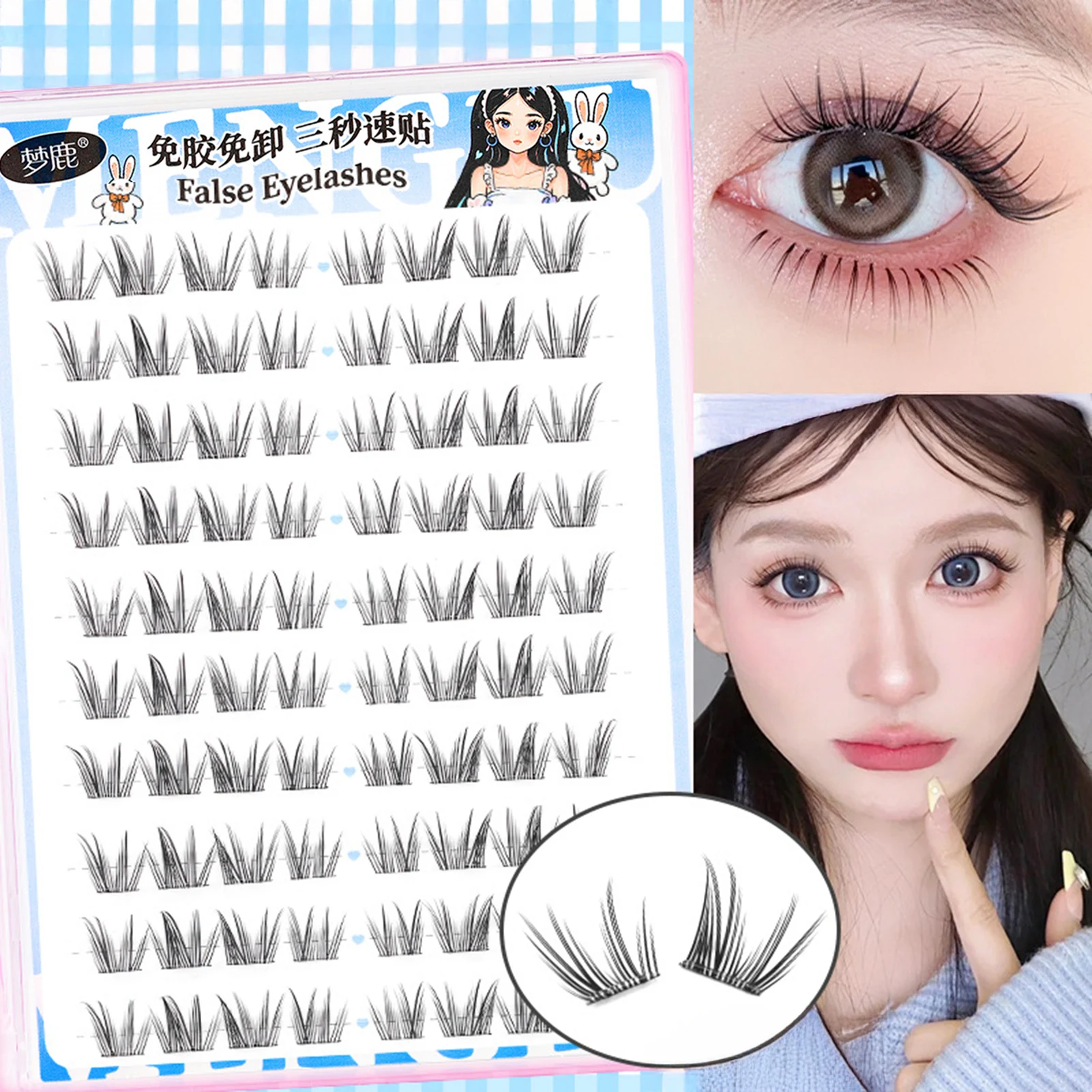 10-reihige natürliche, flauschige Fuchs-Wimpern-Cluster im Fuchsstil, dicke, segmentierte Wimpern-Cluster, Volumen-Wimpernverlängerungen für Anfänger