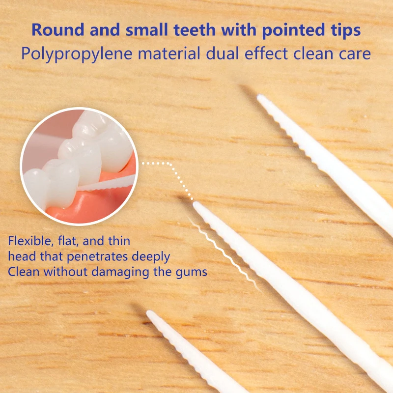 Household Set Of 60pcs/box Plastic Toothpick Brush Double Heads,suitable Business Portable Interdental Brush Oral Cleaning Tools