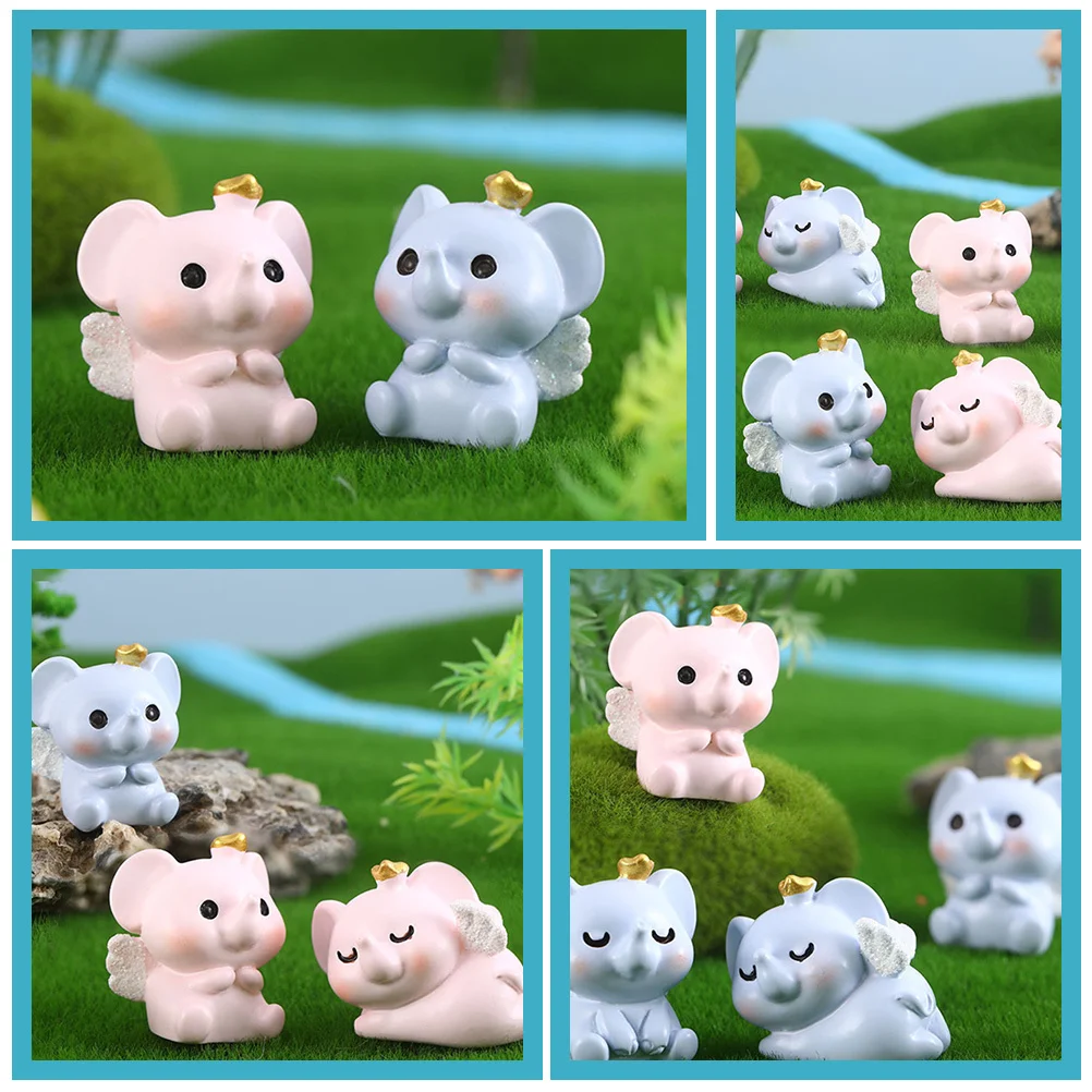 

6Pcs Elephant Decoration Resin Statues Miniature Ornaments Garden Home Indoor Outdoor Bonsai Micro Landscape Planter Decor