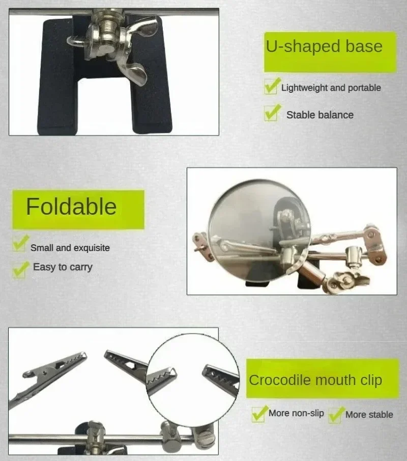 Third Hand Solder Holder HD Adjustable Base Dual Clips  Jewelry Crafts DIY Workbench Tool  Precision Beading Soldering Aid