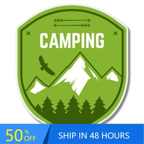 

Camping Shield Phone Unique Camper Van Car Bumper Window Waterproof Vinyl Decal Sticker Cute Retro Vintage Aesthetic
