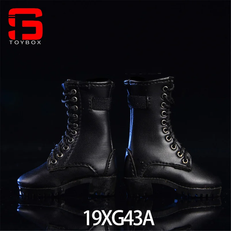 Vstroys 19xg43 1/6 escala soldado feminino zíper meados botas sapatos de couro oco modelo para 12 Polegada figura de ação corpo