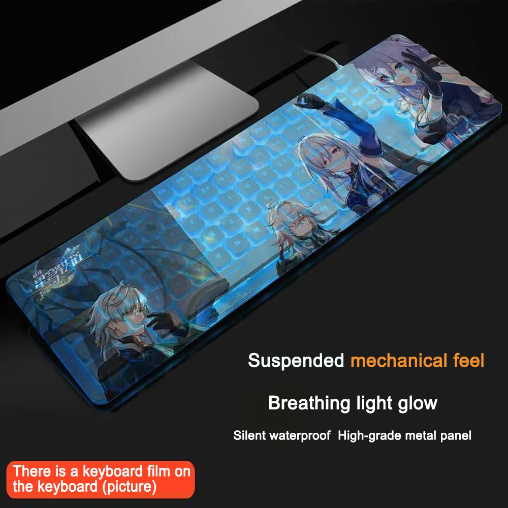104 Keys Honkai: Star Rail Keyboard Gaming Anime Jingliu Wired Backlit Gaming Keyboard Keycaps For Office Laptop Games Computer