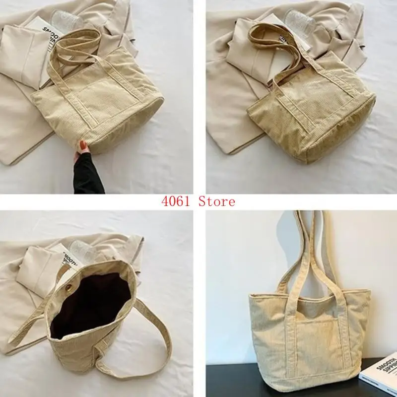 

Corduroy Tote Bag Elegant Handbag Artistic Shoulder Bag for Girls Women