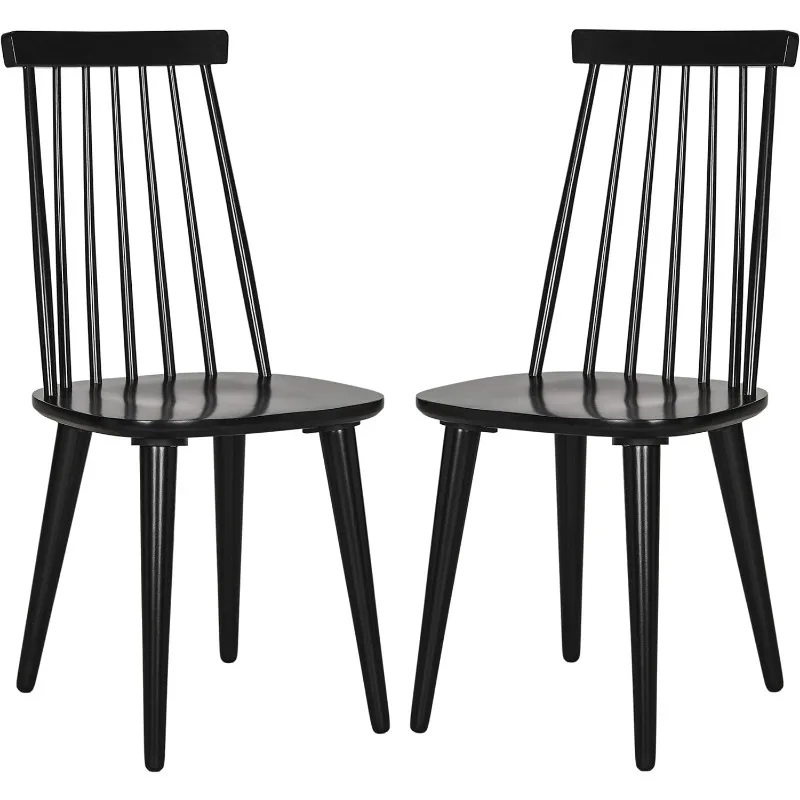 

American Homes Collection Burris Country Farmhouse Wood Black Spindle Side Chair (Set of 2)