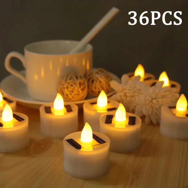 10 szt. Solar Tea Light świece Led bezpłomieniowe zewnętrzne wodoodporne podgrzewacze słoneczne na dekoracje do przydomowego ogrodu imprezowe