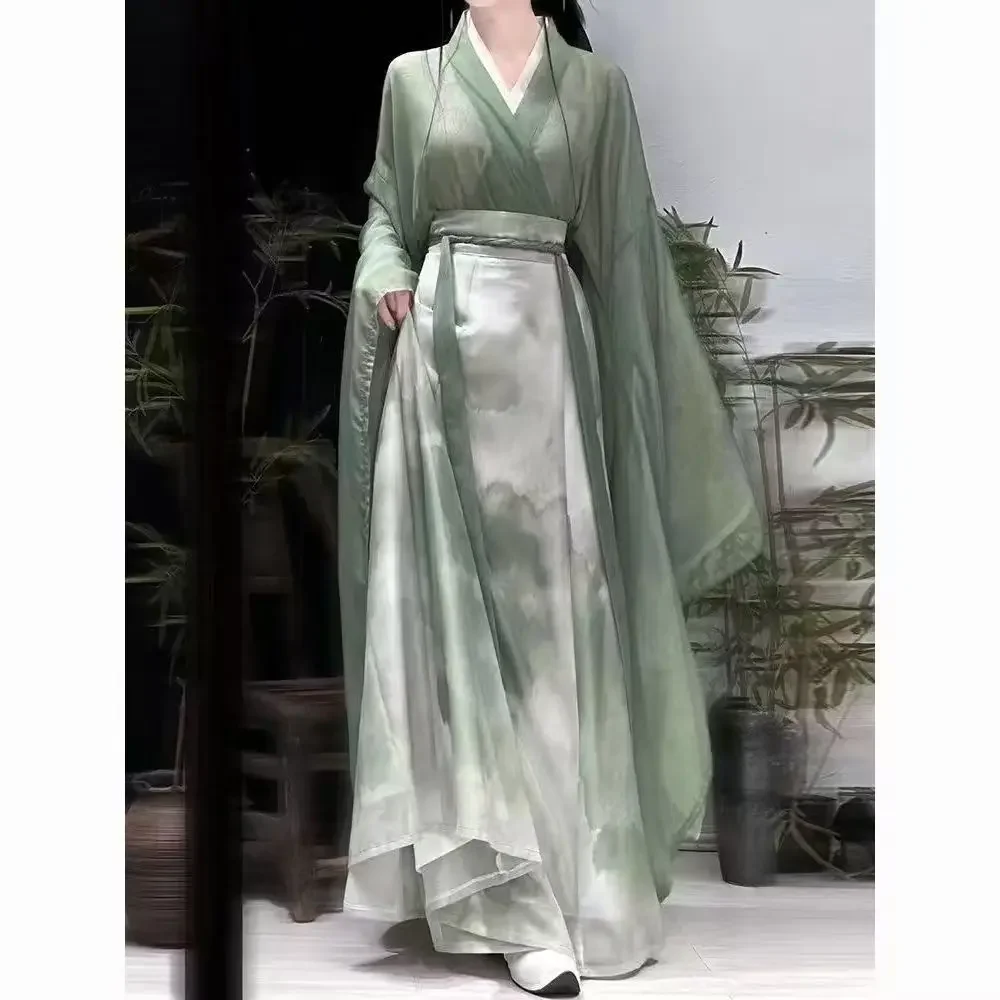 

Ancient Chinese Woman Elegant Hanfu Cosplay Stage Oriental Style Costume Retro Weijin Chinese Traditional Clothes