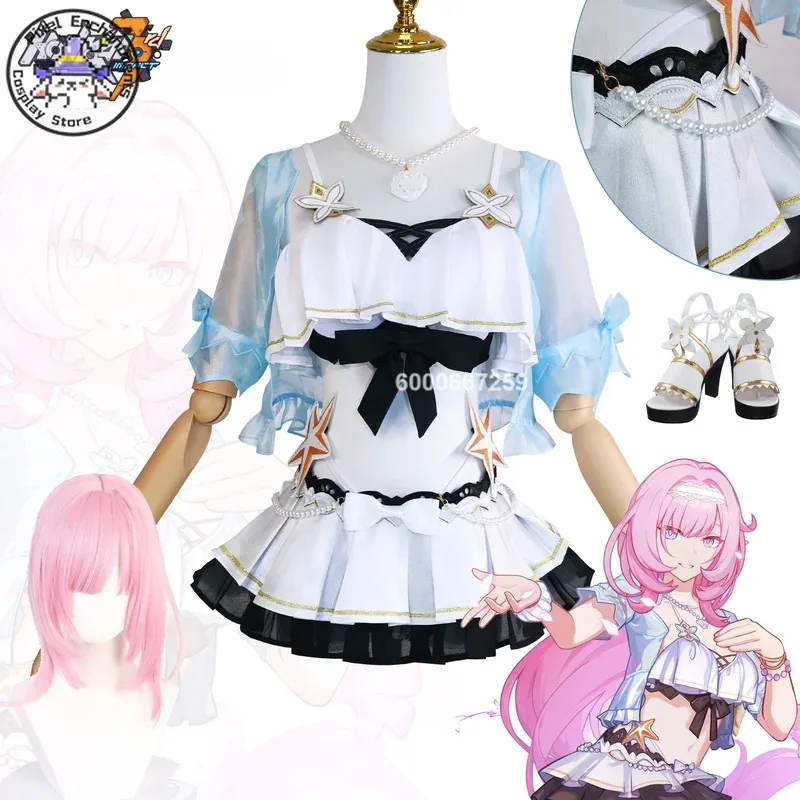 

Игра Honkai Impact 3 Elysia, карнавальный костюм, бикини, топы, короткая юбка, парик, комплект обуви, карнавальный милый сексуальный костюм для ролевых игр, одежда в стиле аниме