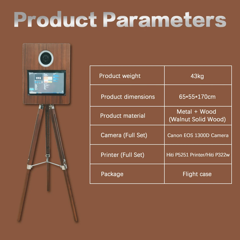 New Arrival Real Wood Photo Booth Vintage Wooden Photo Booth Machine With Printer and Camera
