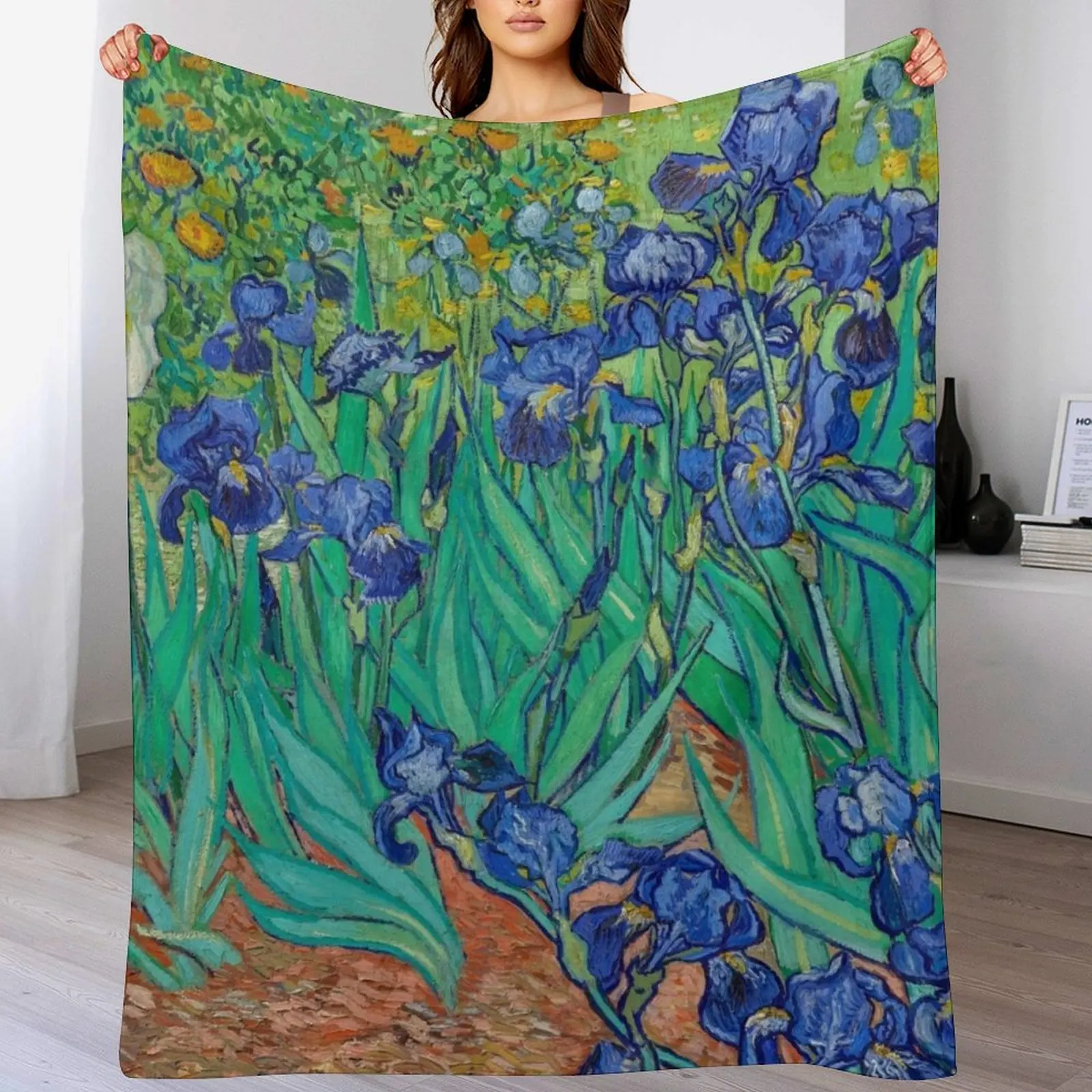 

Van Gogh Iris Throw Blanket Personalized Gift Decorative Throw Hairy Picnic Blankets