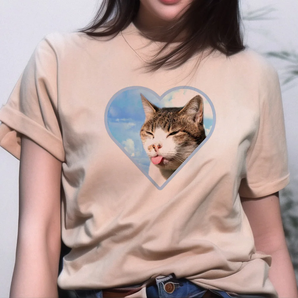 

Cat Print t-shirts women streetwear summer Japanese t-shirts girl funny manga comic clothing