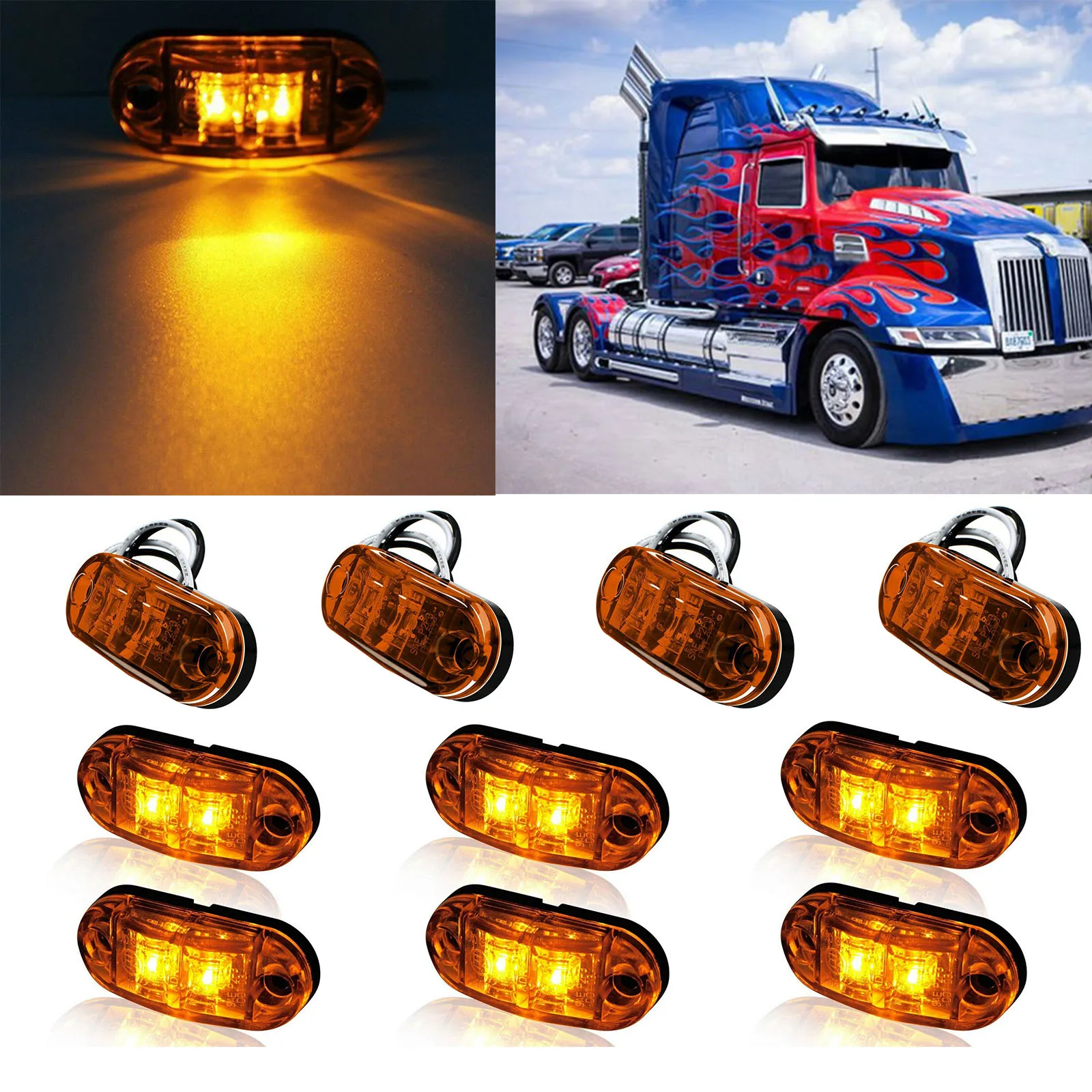 12V 24V Trailer Truck Position Clearance Lights LED Side Marker Lamp Taillight Turn Signal Brake Parking Warning Car Accessories