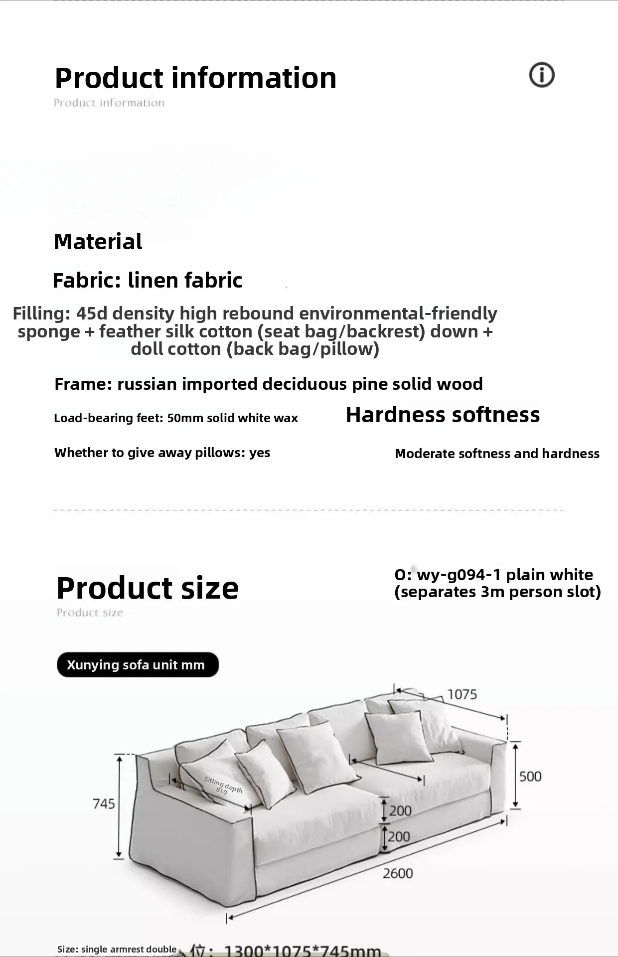 Canapé simple médiéval pour trois personnes, complexe crème, salon, petit appartement, loft, appartement