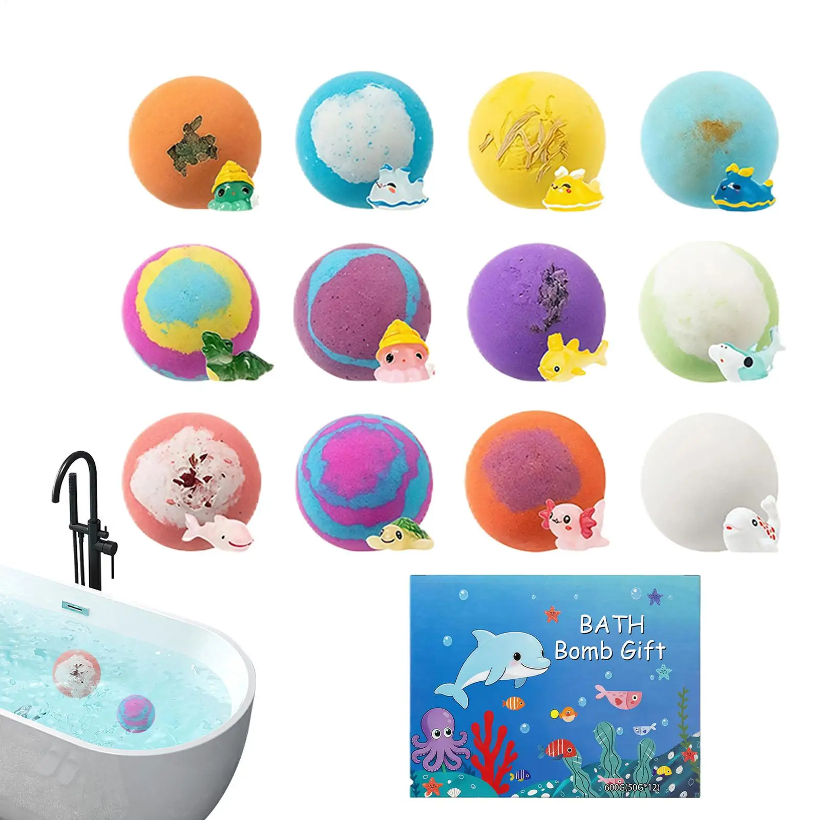 

12pcs Bath Ball, Ocean Bath Salt Balls, Children's Bath Ball Gift , Body Washing Fizzy Bath Salt Balls Boys Girls Birthday Gift