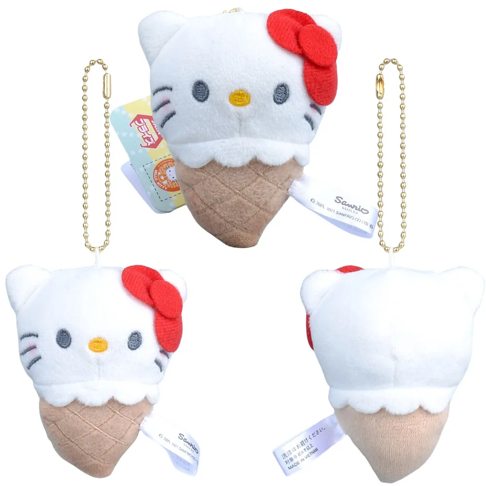 Cartoon Anime HelloKittys Ice Cream Sweet Cone Plushie Doll Kawaii Cute Soft Plush Toys Pendant Keychain Decoration Gift 8cm