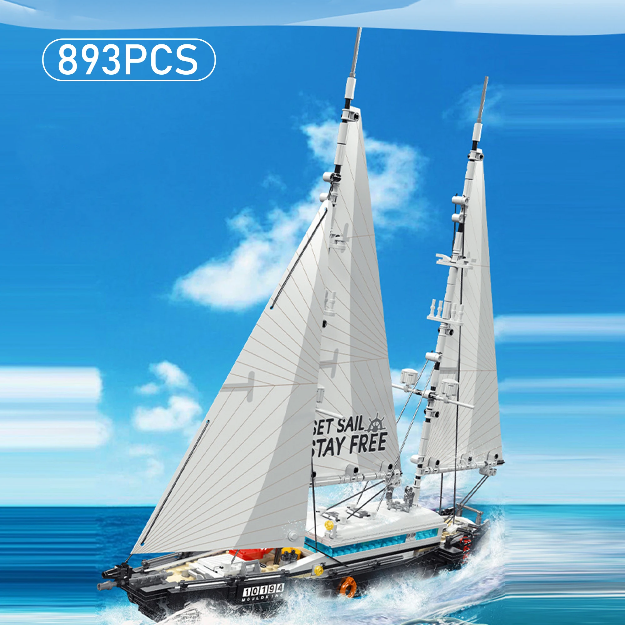 

Modern Twin Mast Sailboat Building Blocks Assembly Model Educational Puzzle Toy Gift for Boys Girls Display Decor Desktop