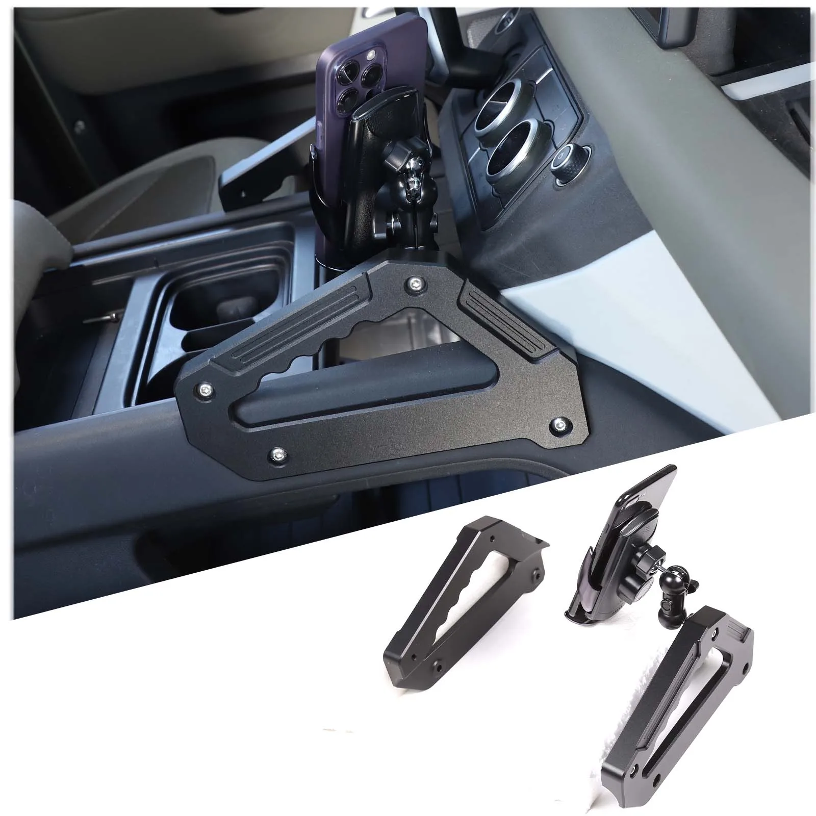 For Land Rover Defender 90 110 130 20-24 Alloy Car Center Console Sides Armrest Handle Decorations Mobile Phone Holder Accessory