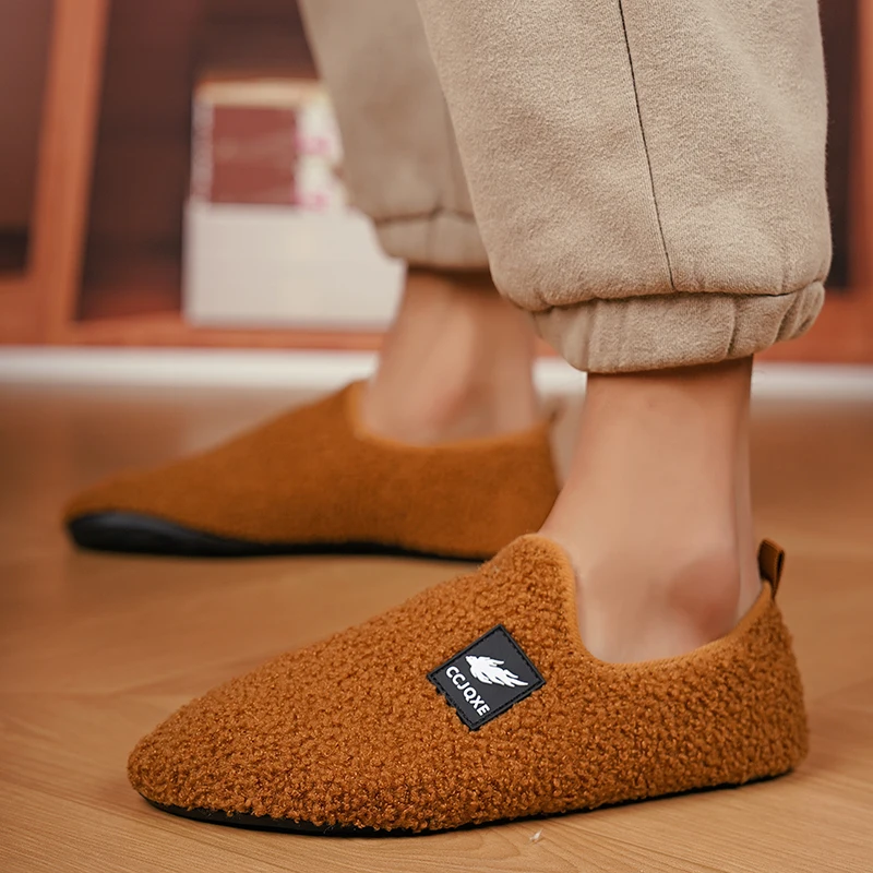 MAEDEF зимние мужские тапочки, хлопковая обувь с тонкой подошвой, теплая домашняя повседневная обувь, плюшевая зимняя парная обувь, мужские хлопковые тапочки