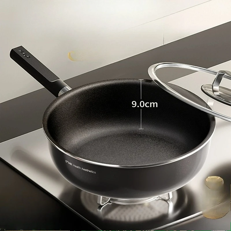 

Titanium uncoated pan non-stick pan household steak induction cooker non-stick deep frying pan