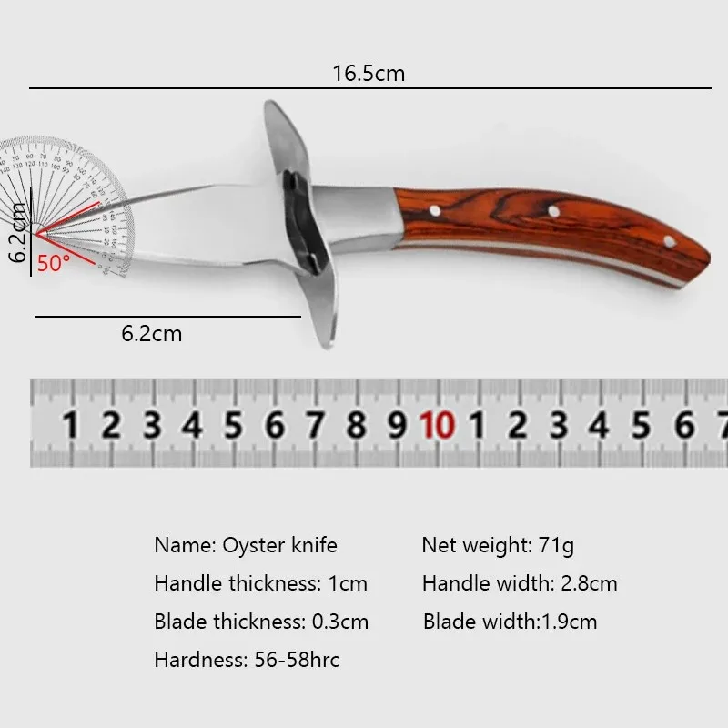 Oyster Knife with Wood Handle Multi Use Seafood Shucking Knife Guard Scallops Opener Shell Opening Manual Prying Knife