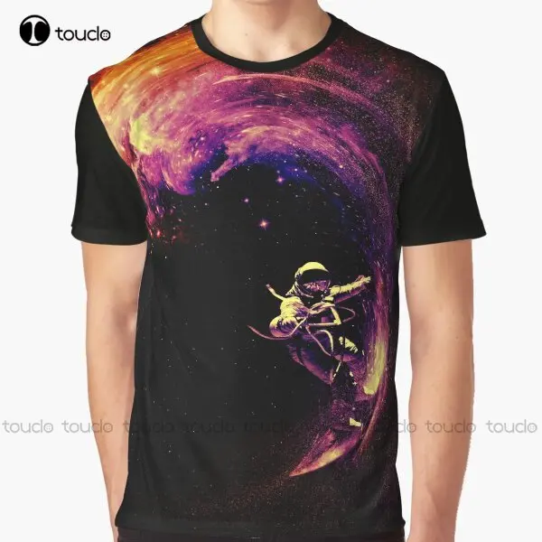 Space Surfing Graphic T-Shirt Men'S Shirts Casual Digital Printing Tee Shirts Christmas Gift New Popular Xxs-5Xl Streetwear