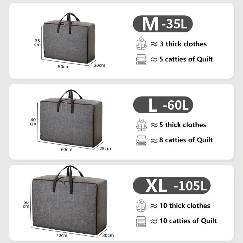 Storage Pouch Bag Waterproof Oxford Cloth For Household Easy Moving Traveling High-Capacity Used To Store Daily Necessities