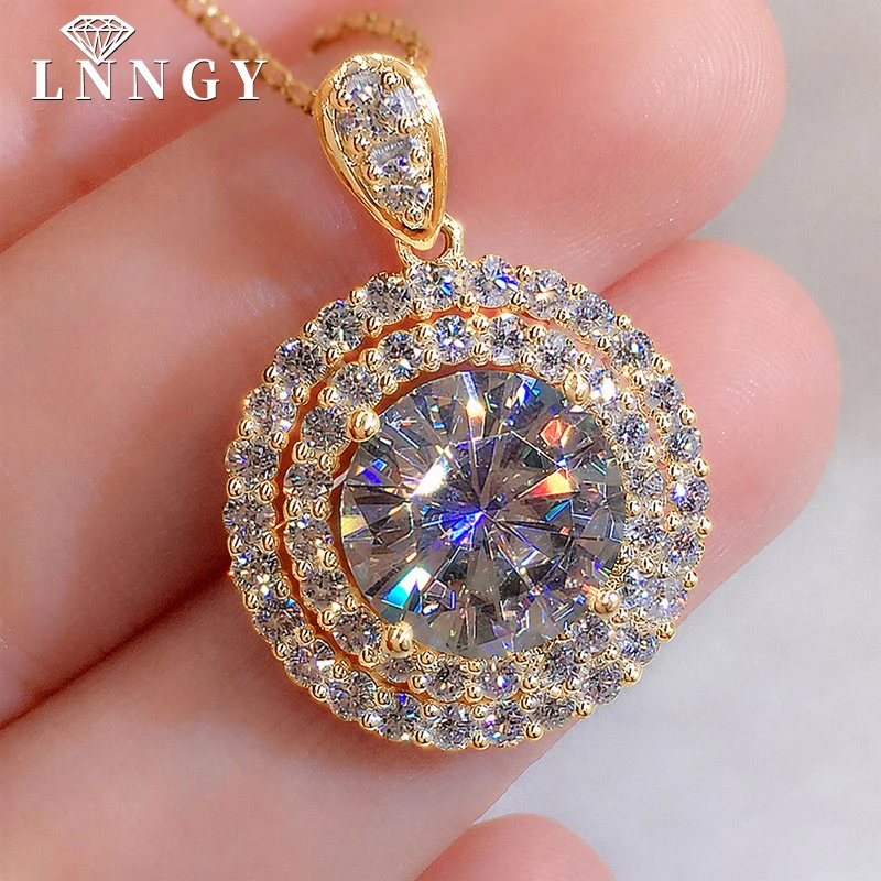 Layered Necklace Set - Lnngy Sparkling 2.0CT Halo Moissanite Necklace