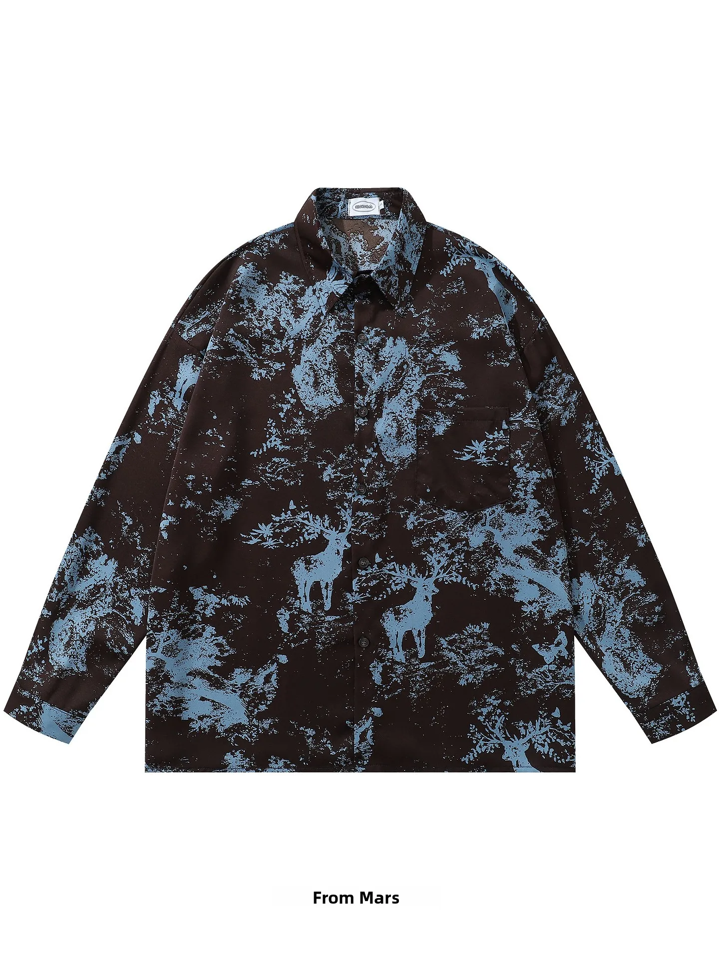 

Свободная повседневная рубашка с длинным рукавом и принтом оленя от женского модного бренда Ins Sle, удобная одежда для отдыха