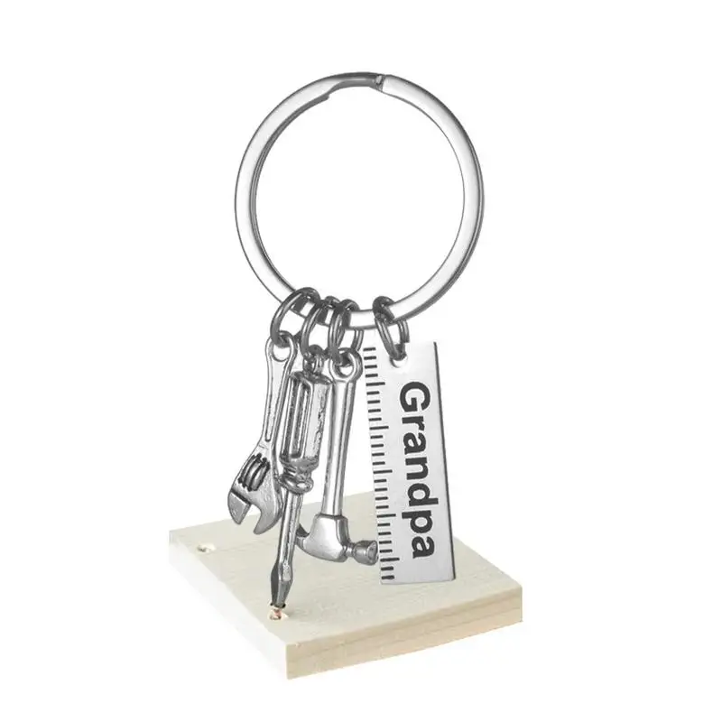 Llavero de herramientas para abuelo, colgante de herramienta de acero inoxidable, colgante único para bolso de caja de herramientas, modelo de martillo de bolsillo creativo para vacaciones