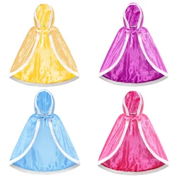 Princess Cute Hooded Solid Cloak for Girl Kids Winter Cape Christmas Birthday Halloween Carnival Party Costume Cosplay Accessory
