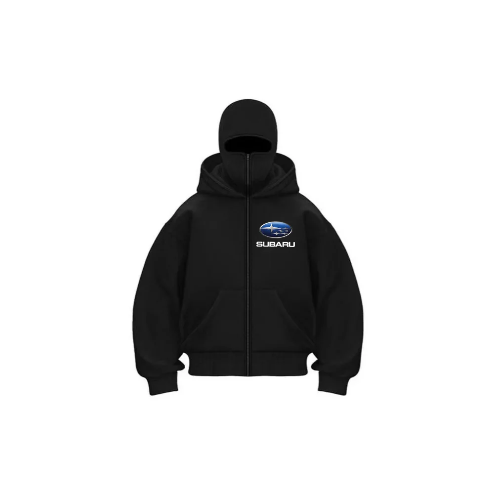 

2026 Men's SUBARU European and American New Fashion Autumn and Winter Masked Double Hat Hoodie Men's and Women's Long Sleeve Zip