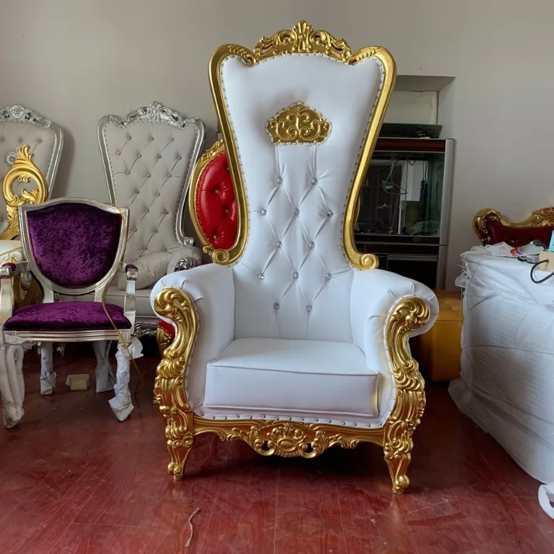 Factory direct sales Crown Hotel high back chair, solid wood wedding chair, queen chair hotel clubhouse decorative chair