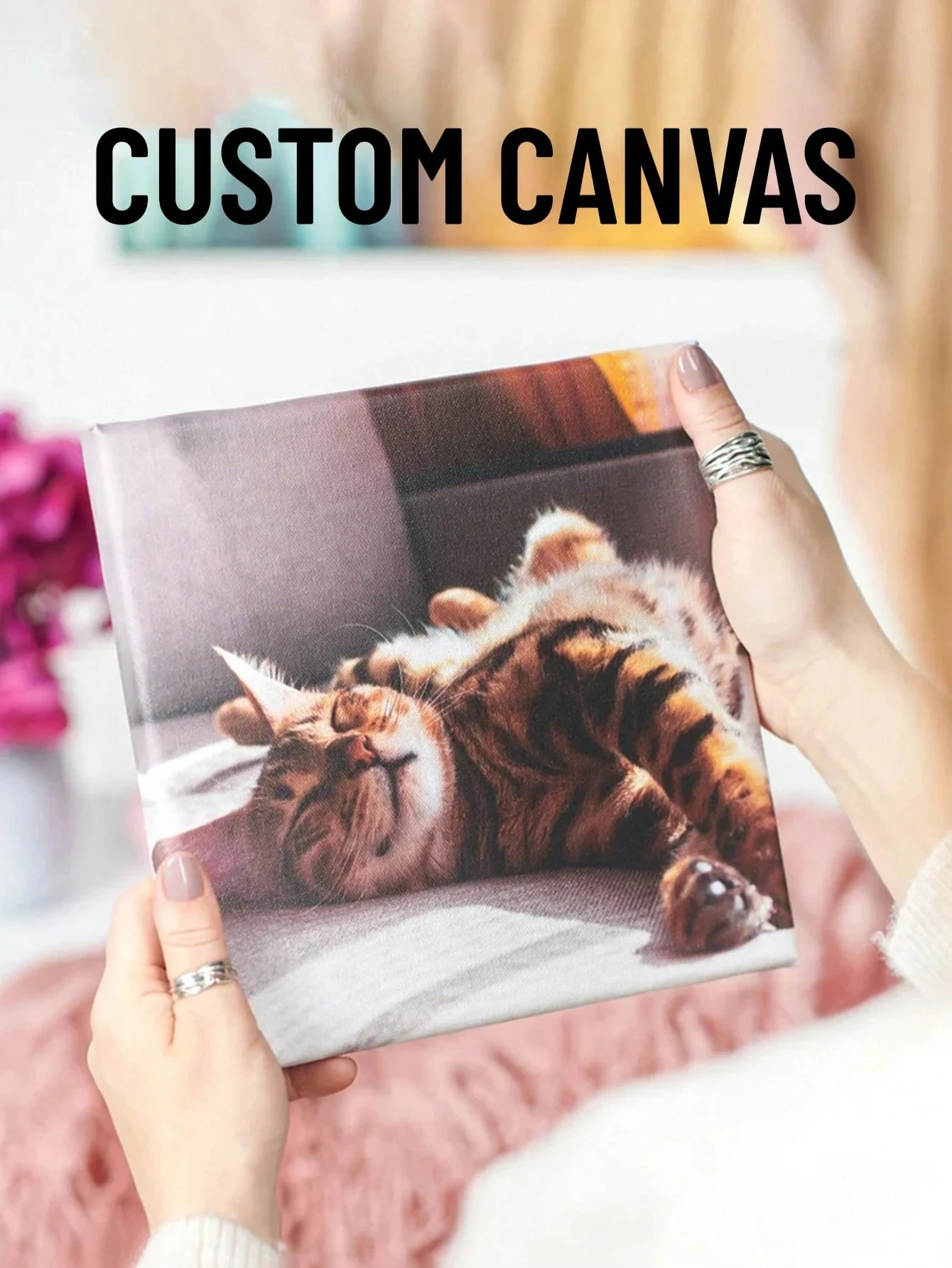 Pet Portrait Custom - لوحة فنية مخصصة بإطار لصورة قطة،